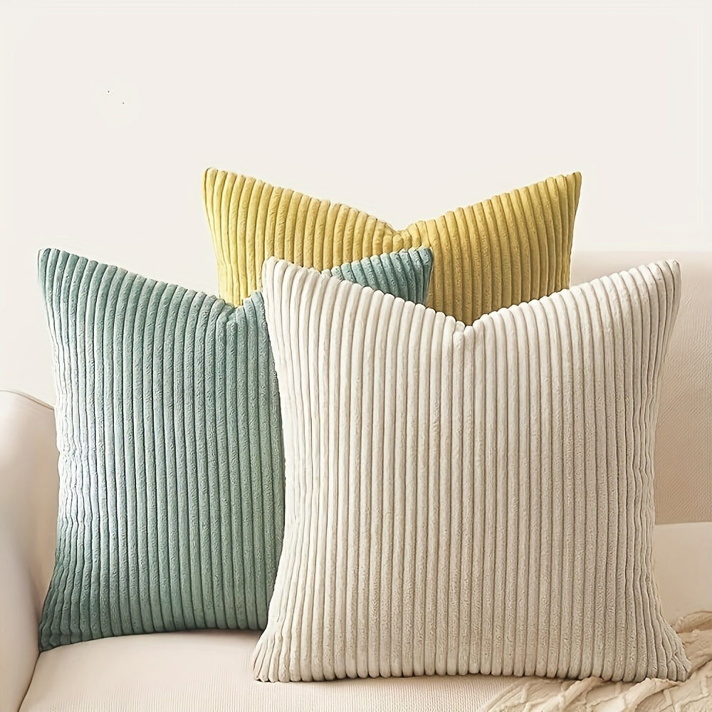 Bohemian rib stripe cushion cover soft woven polyester with zip closure