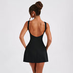 Mini A-line dress sleeveless with round neck, women's cocktail party dress