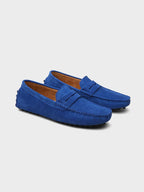 Men's suede loafers slip-on boat shoes in calf suede leather, laceless design
