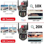 WiFi security camera 10K 20MP with 20x optical zoom and 5 lenses, outdoor surveillance