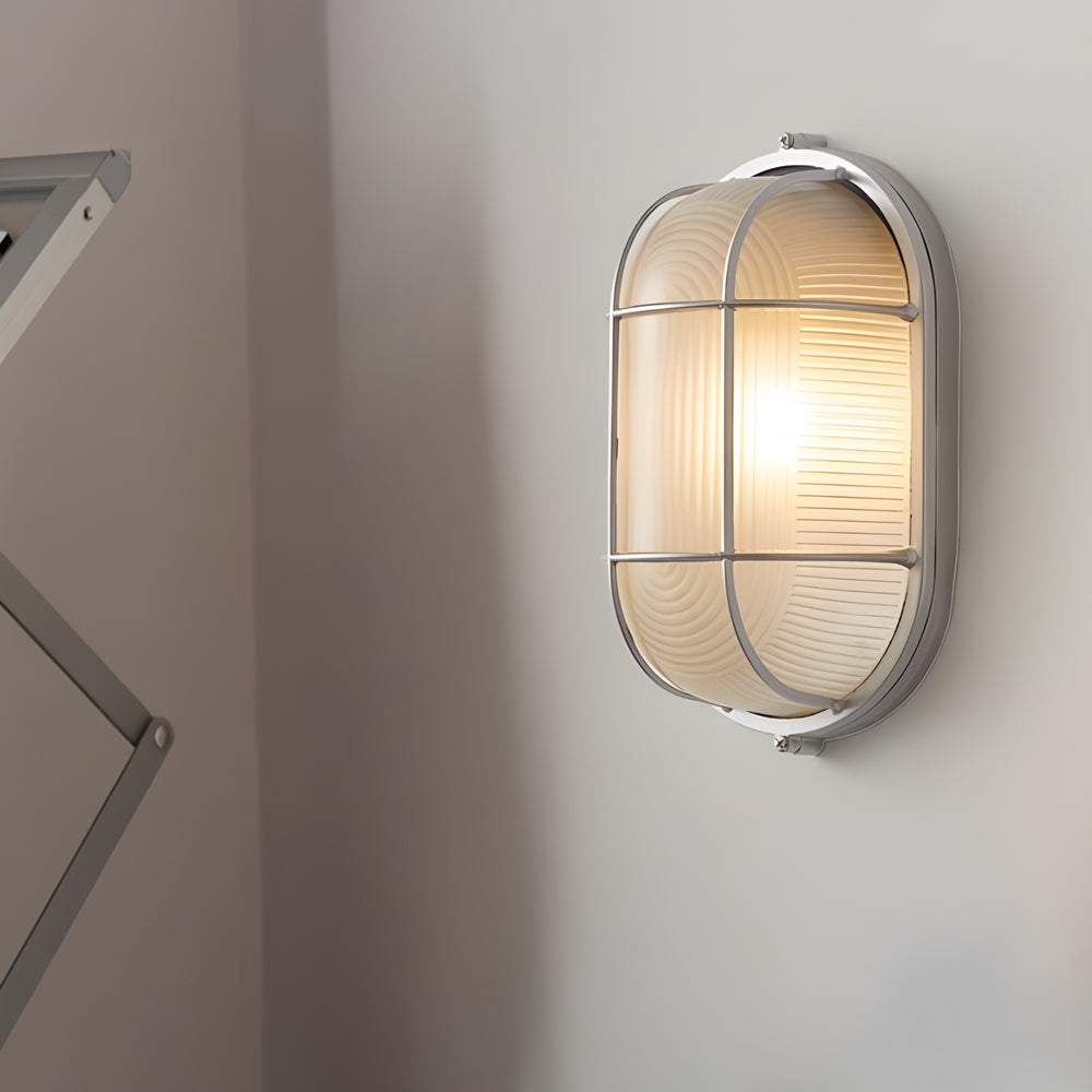 Retro industrial outdoor wall lamp cast aluminum E27, oval and round variants