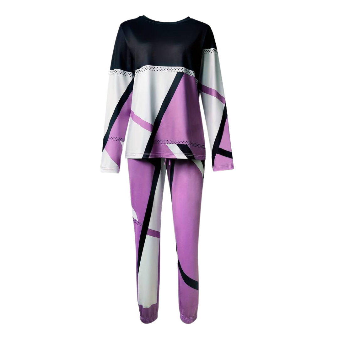 Women 2 piece lounge set O-neck sweater and wide leg drawstring pants