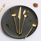 24-piece stainless steel cutlery set with polished finish, dishwasher safe