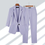 Women's 2-piece suit set with tailored blazer and trousers, office formal wear