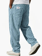 Men's corduroy drawstring trousers relaxed fit all-season smart casual