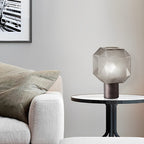 Table lamp with smoke gray glass shade, modern retro E27 1-light design