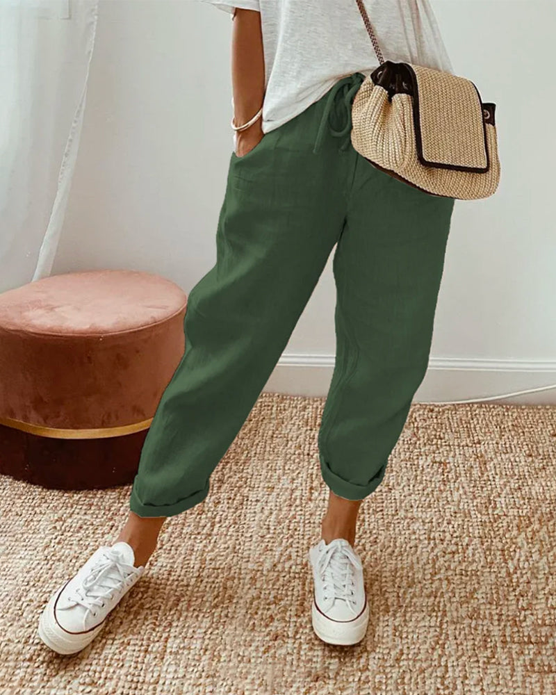 Women moisture wicking breathable joggers tapered leg with drawstring waist