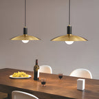 Brass pendant lamp mid-century style with white milk glass shade, 1-light E27