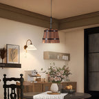 Pendant lamp rustic wooden bucket shade industrial style 1 or 3 light