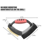 3-in-1 grill brush with brass bristles and copper scraper, black, BBQ cleaner