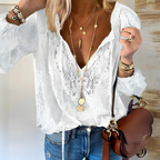 Women boho blouse with cutout neckline flowing bohemian style