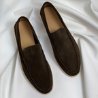 Men's vintage PU leather slip-on loafers in black, brown and navy
