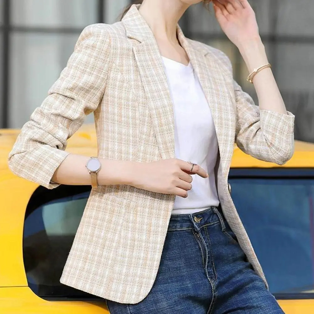Women's single button office blazer, lightweight business casual jacket