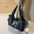 Women's vegan leather shoulder bag crossbody, multiple pockets everyday handbag