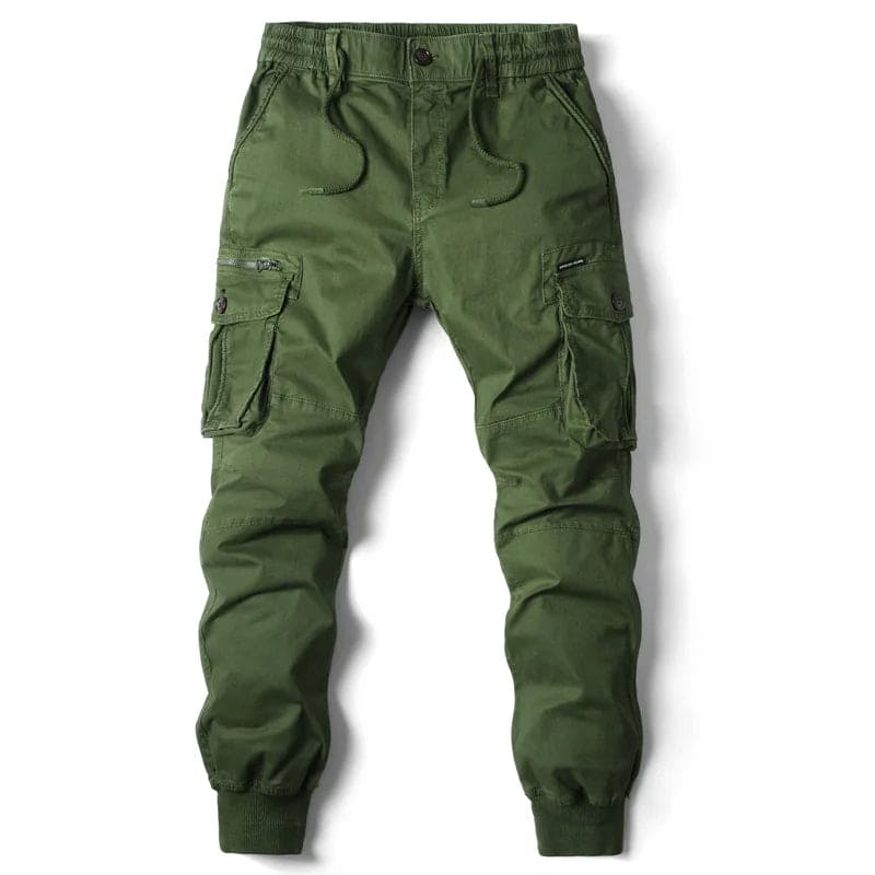 Men cargo joggers tapered fit with utility pockets and elastic drawstring waist