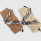Women woven shoulder bag casual shopper in brown and beige