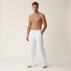 Men's linen trousers straight cut lightweight summer casual