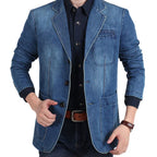 Men's blazer modern relaxed fit in light blue and dark blue, smart casual