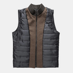 Men's wool coat with stand collar and quilted lining, autumn winter outerwear