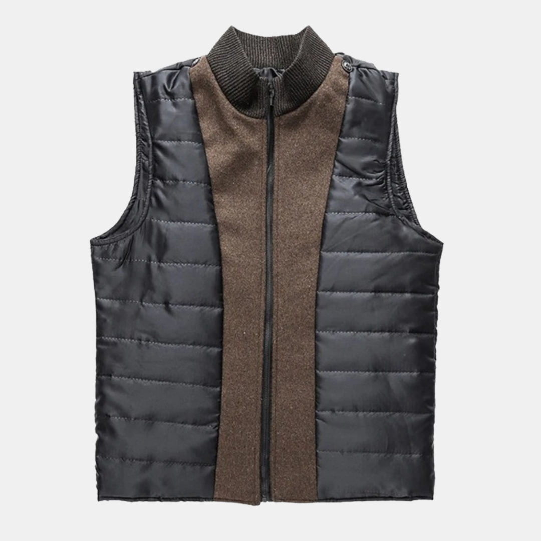 Men's wool coat with stand collar and quilted lining, autumn winter outerwear