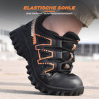 Safety shoes with steel toe cap, anti-slip puncture-resistant sole, breathable mesh upper