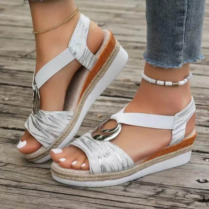 Women sandals buckle strap slip on flat lightweight breathable