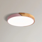 Scandinavian wood LED ceiling light, round modern indoor flush mount
