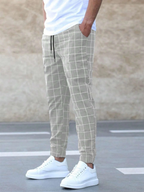 Men's plaid jogger pants relaxed fit casual everyday wear