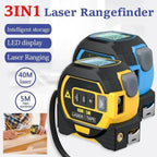 Laser tape measure 3-in-1 infrared rangefinder with LCD display, yellow and blue
