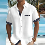 Men's short sleeve summer shirt, breathable lightweight cotton blend, S to 3XL