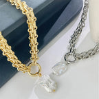 Baroque freshwater pearl necklace with dual tone gold and silver chain