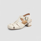 Women Mary Jane heels square toe block heel orthopedic with side cutouts