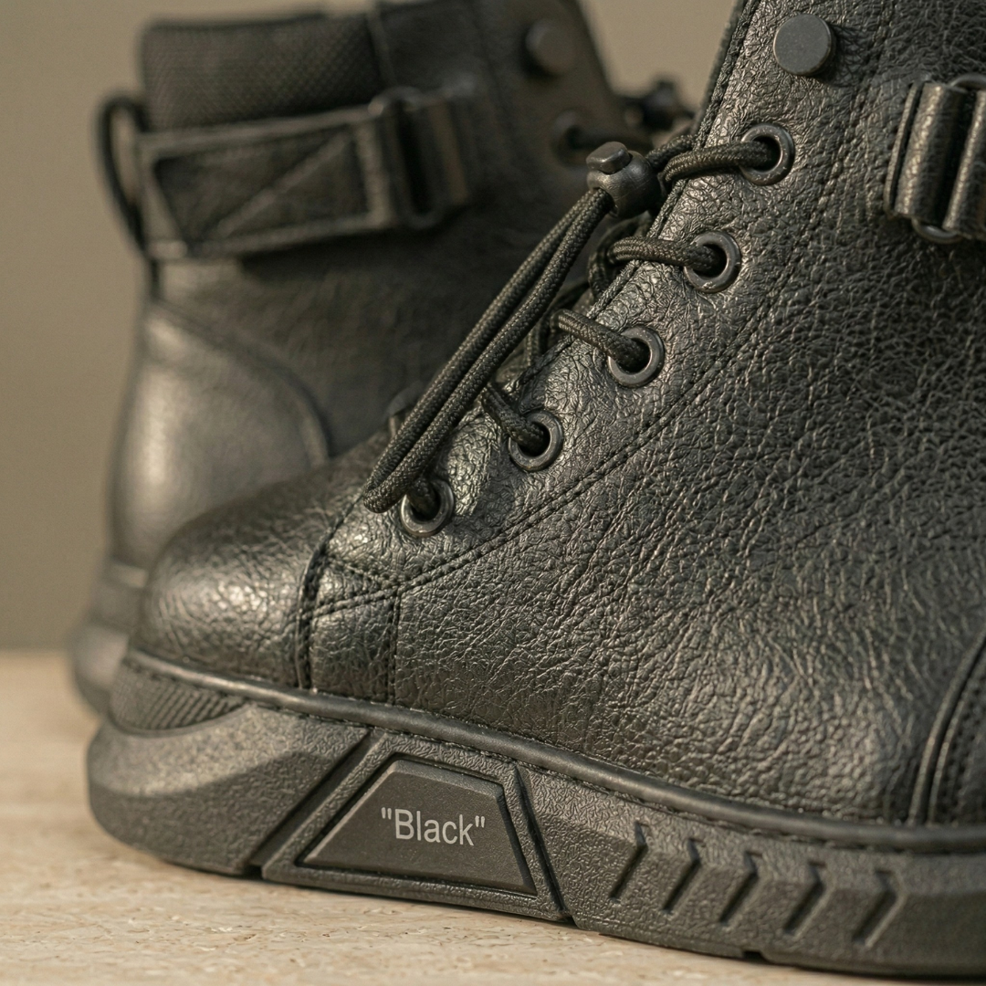 Men's Orthopedic Leather Boots | Black High-Top Chelsea, Side-Zip