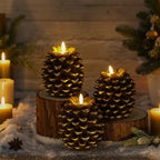 LED pinecone candles flameless warm white with remote and timer
