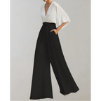 Women's wide leg jumpsuit in fluid lightweight fabric, fitted waist, elegant silhouette