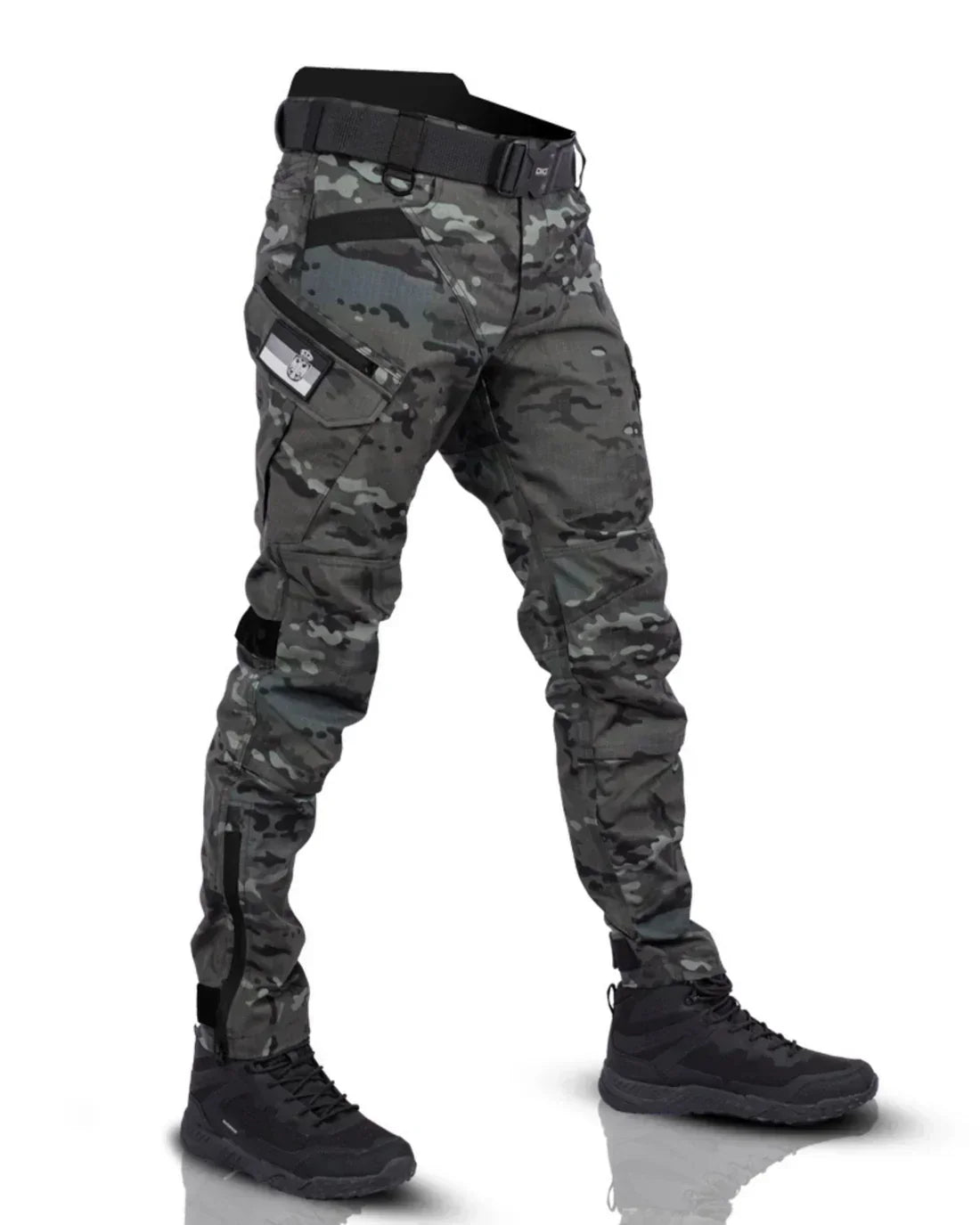 Men tactical cargo pants multi pocket water resistant in black and military green