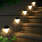 Solar wall lamp black LED waterproof geometric outdoor 2-pack