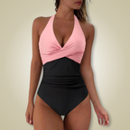 One Piece Swimsuit Women Tummy Control Shaping Push Up V Neck