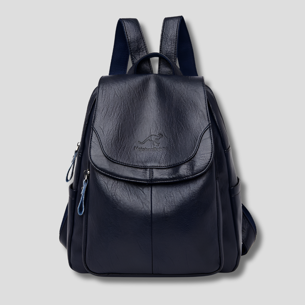 Women's leather backpack anti-theft embossed multi-pocket, adjustable straps