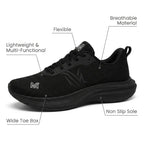 Men orthopedic sneakers wide toe box arch support breathable knit black