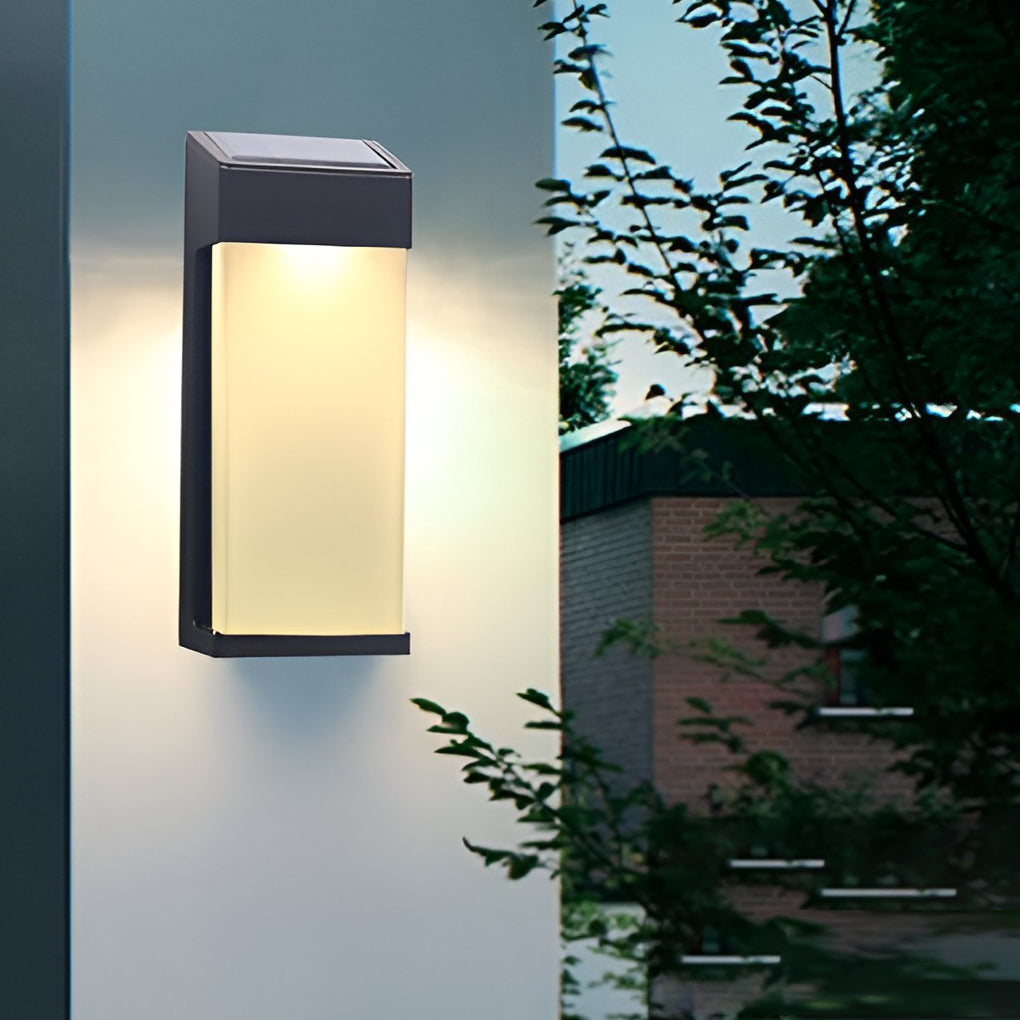 Solar wall lamp black IP44 waterproof warm white LED outdoor 2 pack