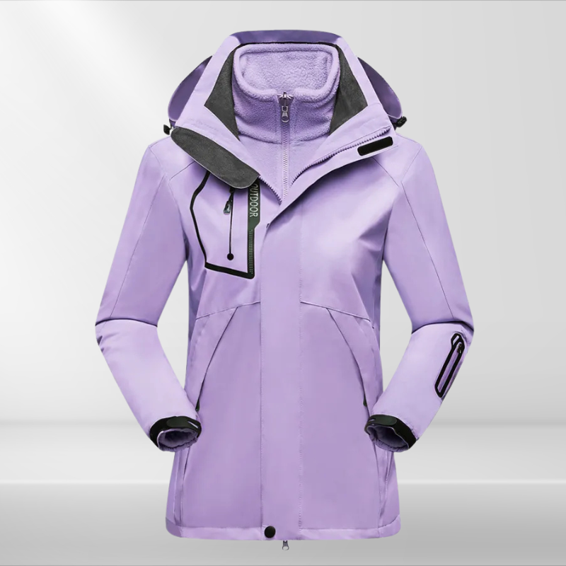 Women 3 in 1 waterproof jacket with removable fleece inner layer