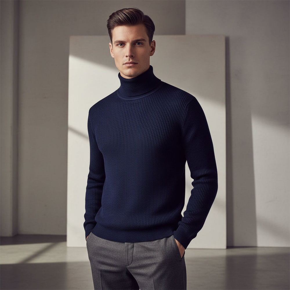 Merino Wool Turtleneck Sweater Men - Fine and Stylish