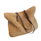 Women woven tote bag spacious lightweight shoulder bag