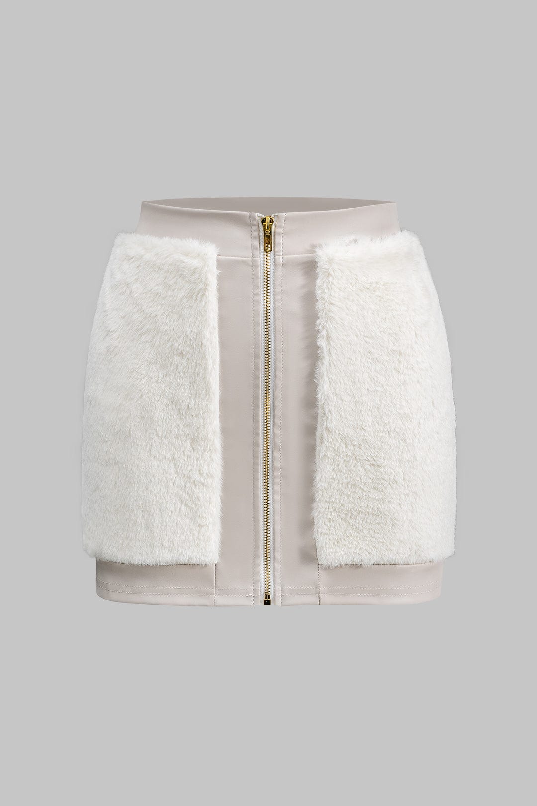 Faux leather co-ord set women's sleeveless top and mini skirt with faux fur trim