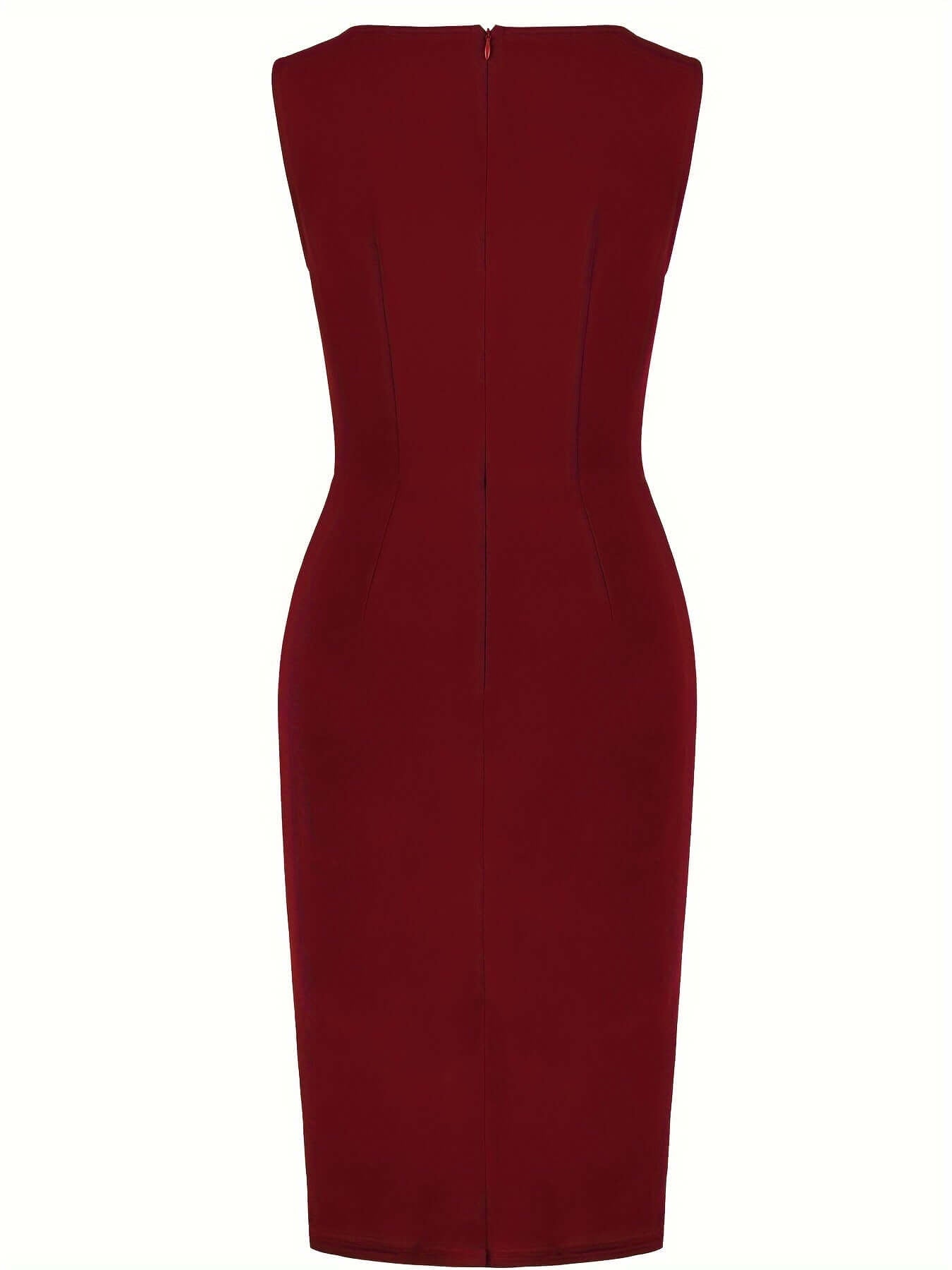 Women asymmetric hem pencil dress in black stretch knit fitted silhouette