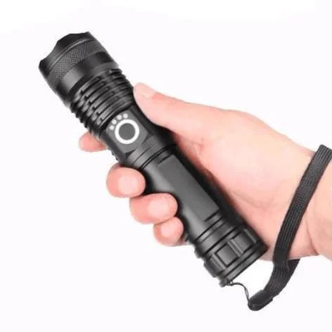 High-power XHP50 flashlight 90000 lumens, zoomable, USB rechargeable, waterproof