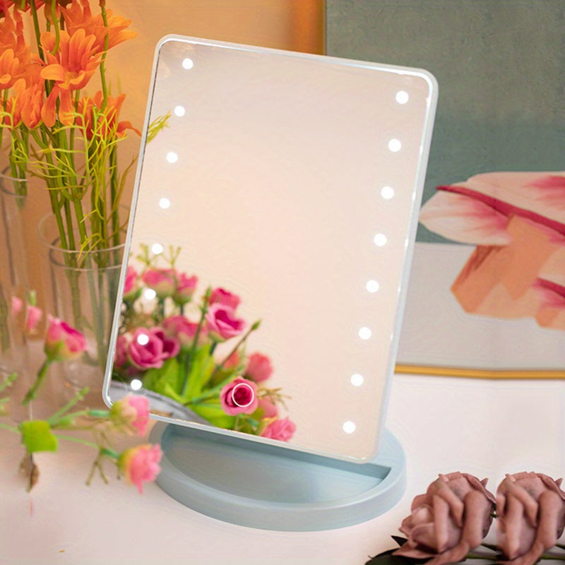 LED makeup mirror with 16 LEDs, touch control and adjustable brightness, USB powered