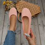 Women breathable knit non-slip sneakers lightweight slip-on casual shoes