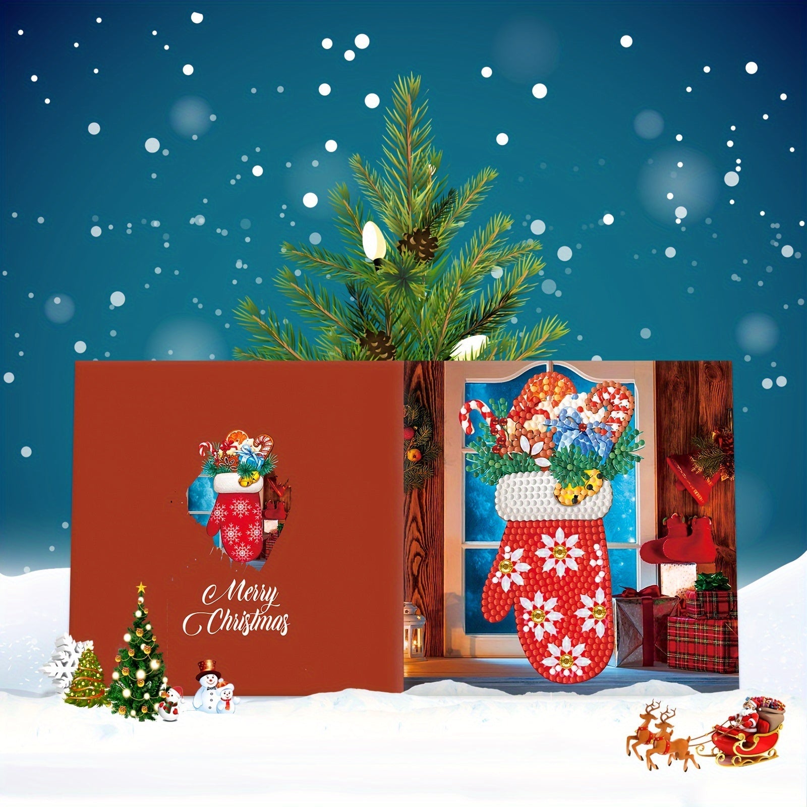 Diamond painting greeting cards 12-piece Christmas and New Year mosaic set